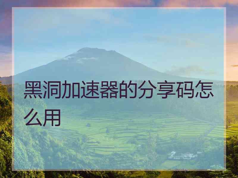 黑洞加速器的分享码怎么用