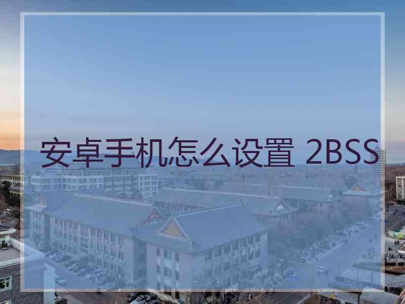 安卓手机怎么设置 2BSS