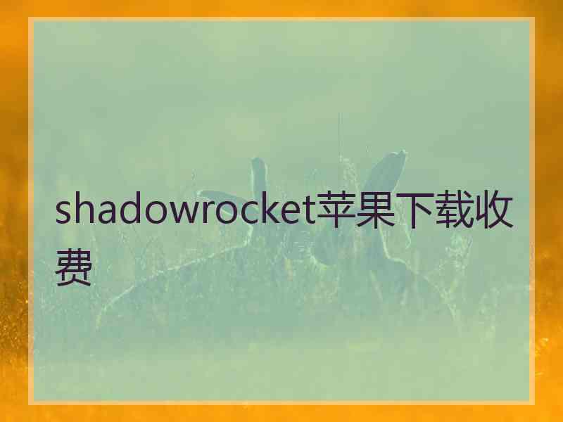 shadowrocket苹果下载收费