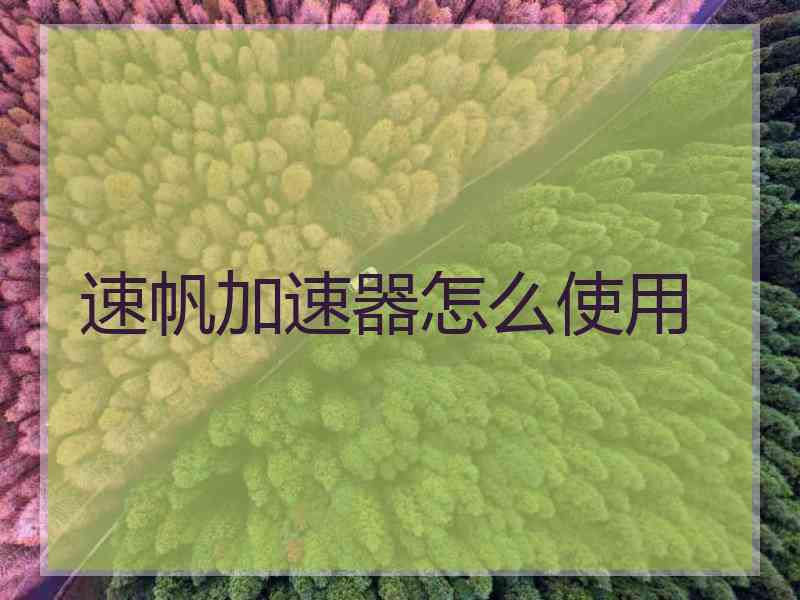 速帆加速器怎么使用